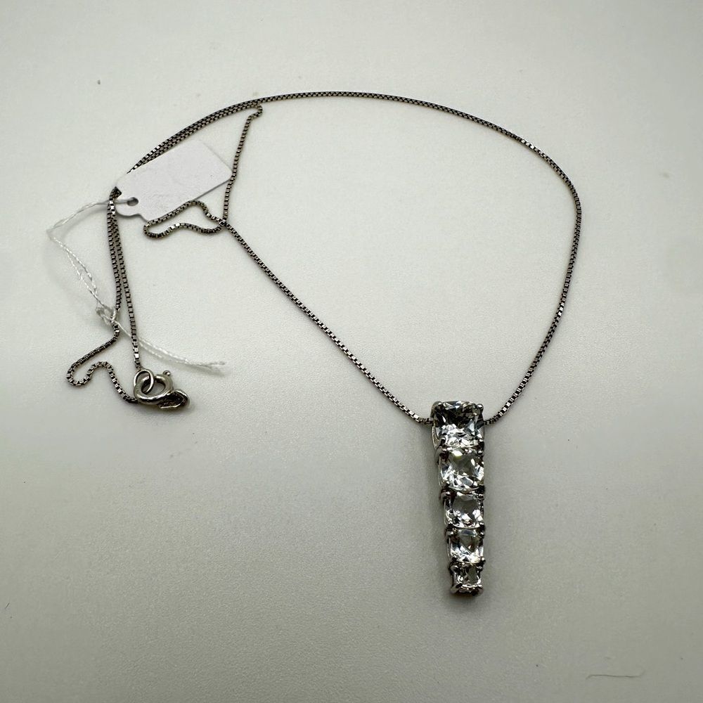 Stunning white topaz pendant in sterling‎ silver necklace!